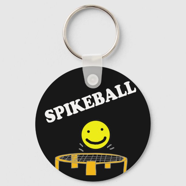 Funny Spikeball Net with Smile Face Art Key Ring (Front)