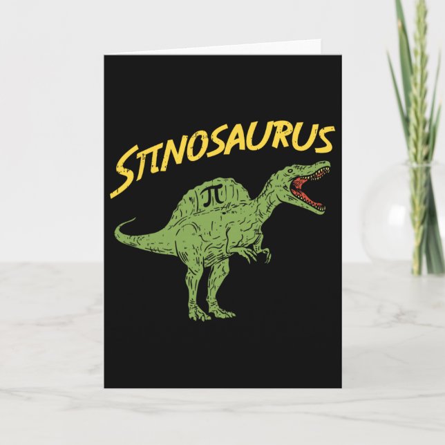 Funny Spinosaurus Pi Day Shirt Math Dinosaur Gift  Card (Front)