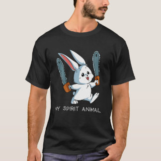 Funny Spirit Animal Loony Chainsaw Bunny Crazy Rab T-Shirt