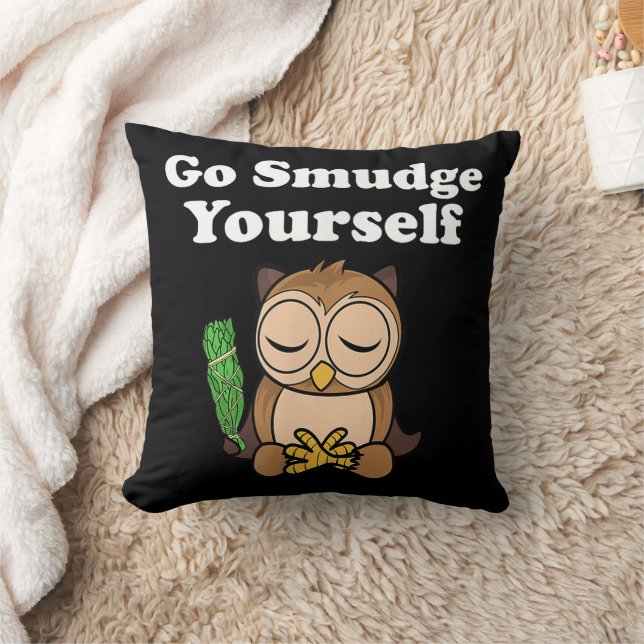 Funny Spiritual Go Smudge Yourself Owl Meditating Cushion (Blanket)