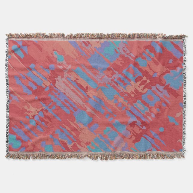 Funny Splatter Pattern pastel blue red + your idea Throw Blanket (Front)