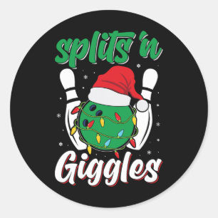Funny Splits n Giggles Bowling Player Christmas Bo Classic Round Sticker
