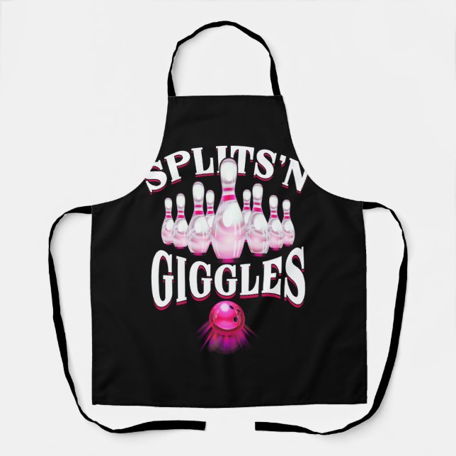 Funny Splits _n Giggles Bowling Team Bowler Sports Apron (Front)