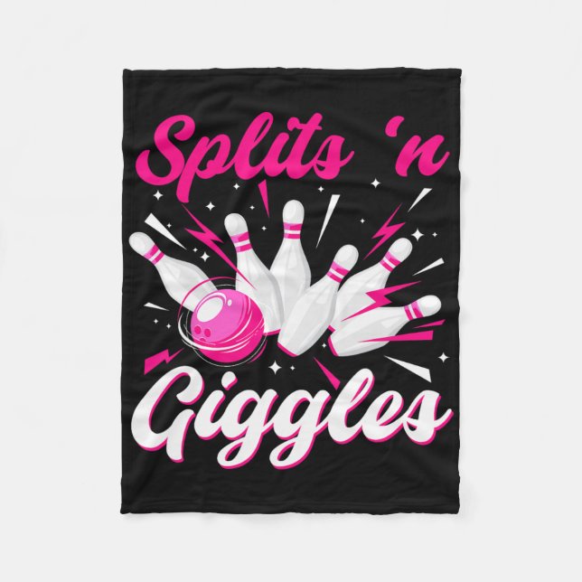 Funny Splits n Giggles Bowling Team Cute Bowler Wo Fleece Blanket (Front)