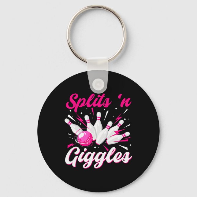 Funny Splits n Giggles Bowling Team Cute Bowler Wo Key Ring (Front)