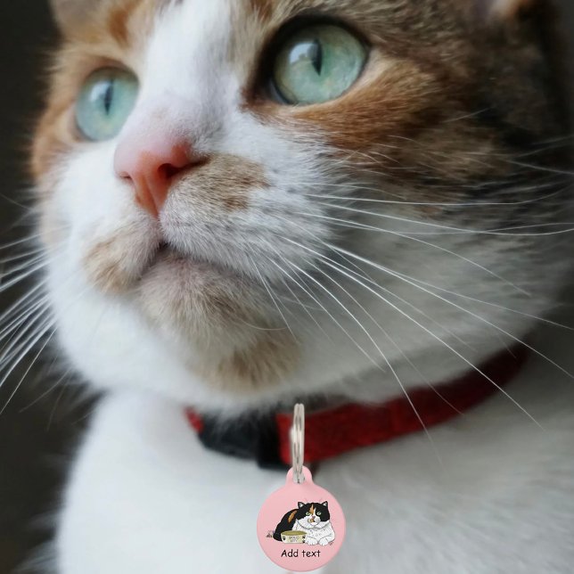 Funny Spoiled Calico Feed Cat Pink Pet Tag (Creator Uploaded)