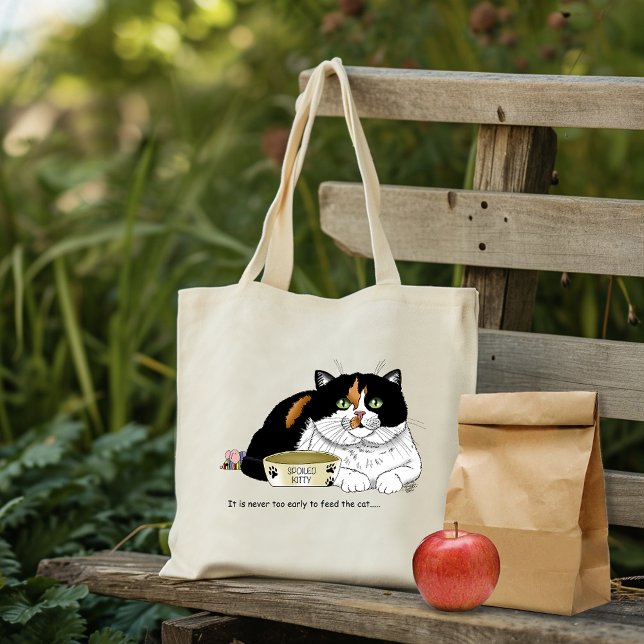 Funny Spoiled Calico Feed Cat Pink Tote Bag (Creator Uploaded)