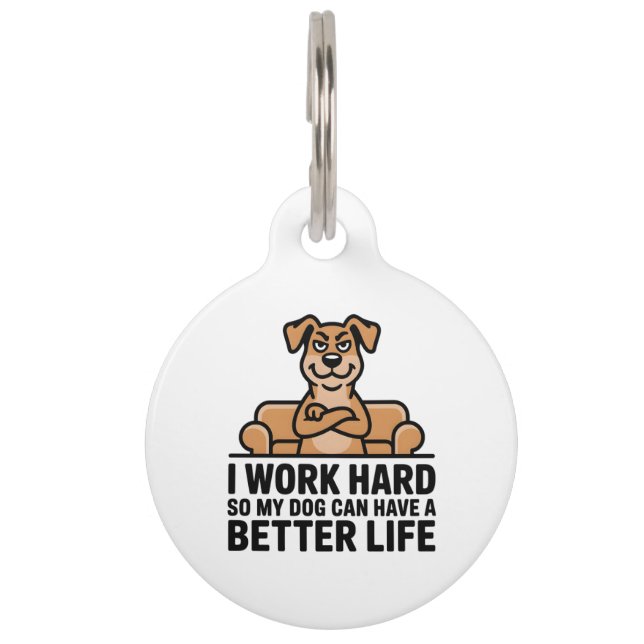 Funny Spoiled Dog Quote Couch Illustration Pet Tag (Front)