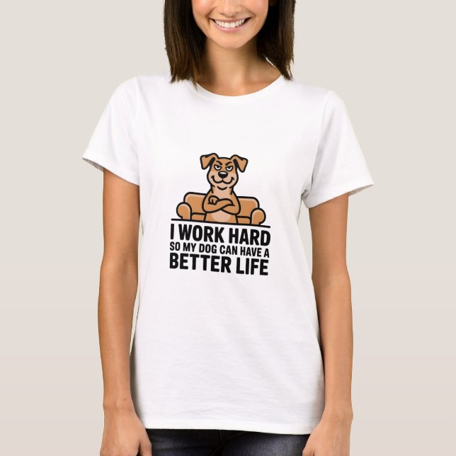 Funny Spoiled Dog Quote Couch Illustration T-Shirt (Front)