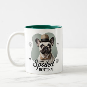 Funny Spoiled Rotten Dog Photo Two-Tone Coffee Mug