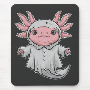 Funny Spooky Axoltol Amphibian Halloween Ghost  Mouse Mat