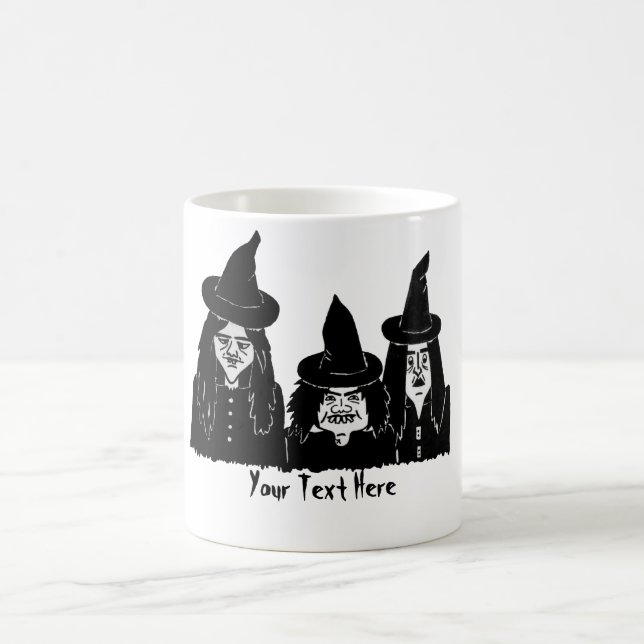 funny spooky black witches scary halloween fun magic mug (Center)