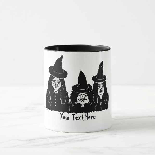 funny spooky black witches scary halloween mug (Center)