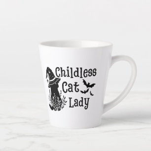 Funny Spooky Cut Childless Cat Lady Latte Mug