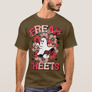 Funny Spooky Freak In The Sheets Halloween Floral T-Shirt