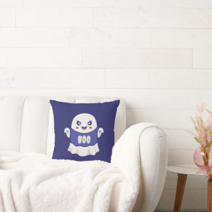 Funny Spooky Ghost Illustration Design Cushion