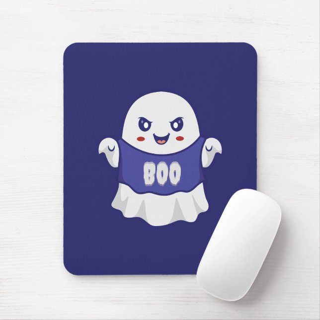 Funny Spooky Ghost Illustration Design Mouse Mat (With Mouse)