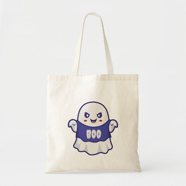 Funny Spooky Ghost Illustration Design Tote Bag (Front)