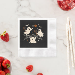Funny Spooky Ghost Pickleball Halloween Napkin