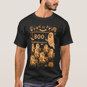 Funny Spooky Ghost Teacher Classroom Halloween Tea T-Shirt