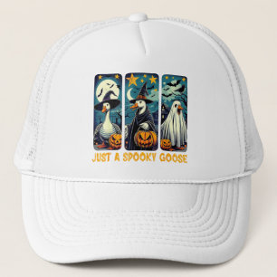 Funny Spooky Goose Halloween Witch Pumpkin Art Trucker Hat