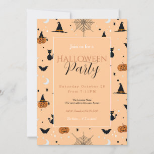 Funny Spooky Halloween Orange Design Invitation