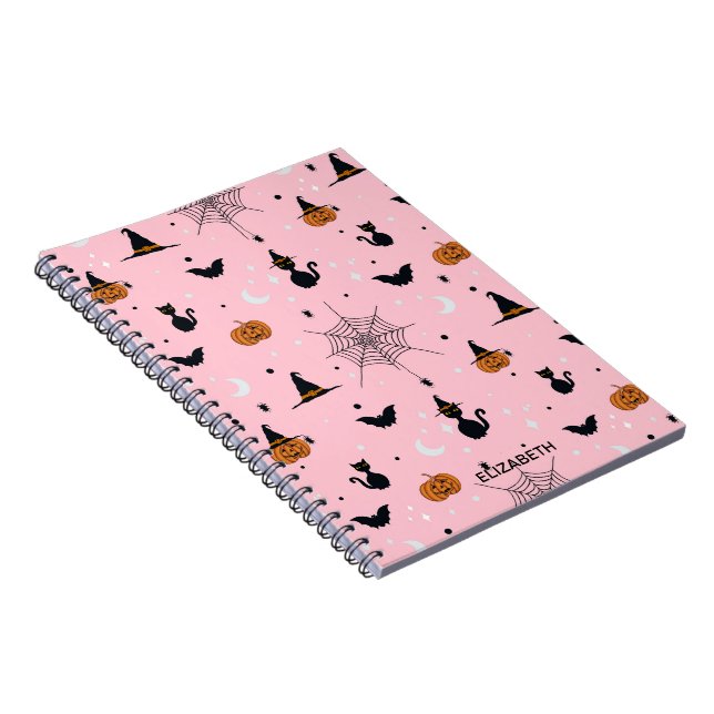 Funny Spooky Halloween Pink Design Notebook (Right Side)