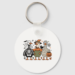 Funny Spooky Halloween Silly-goose Ghost Treat Or  Key Ring