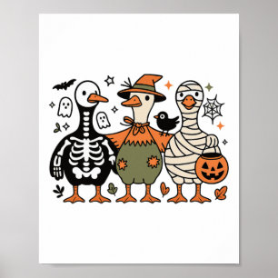 Funny Spooky Halloween Silly-goose Ghost Treat Or  Poster