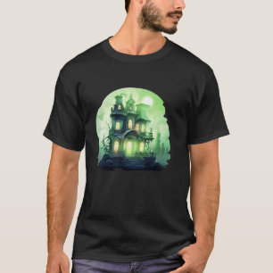 Funny Spooky Haunted House Cartoon Cute Creepy Hal T-Shirt