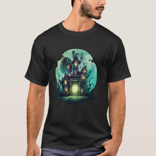 Funny Spooky Haunted House Cartoon Cute Creepy Hal T-Shirt