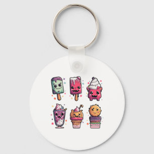 Funny Spooky Horror Halloween Ice Cream Summer Tod Key Ring