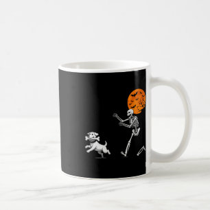 Funny Spooky Humour Halloween Skeleton Chasing Dog Coffee Mug