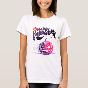 Funny spooky Pumpkin Face Happy Halloween T-Shirt