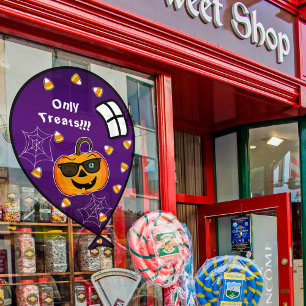 Funny Spooky Pumpkin iconic winkS Only treats!!! Window Cling