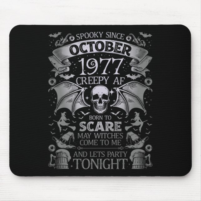 Funny Spooky Since October 1977 Halloween Birthday Mouse Mat (Front)