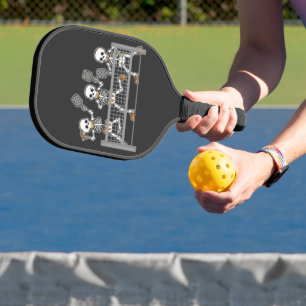 Funny Spooky Three Skeleton Playin Pickleball Gift Paddle