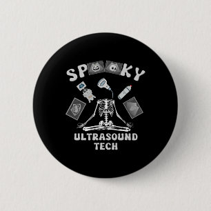 Funny Spooky Ultrasound Tech Skeleton Halloween Co 6 Cm Round Badge