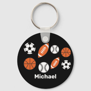 Funny Sports Ball Button Key Ring