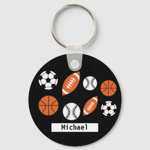 Funny Sports Ball Button Key Ring