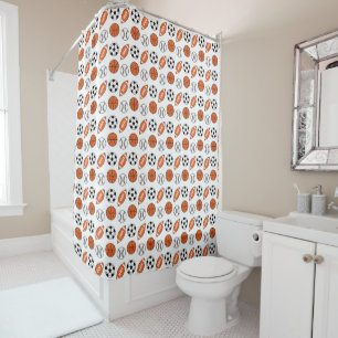 Funny sports balls shower curtain