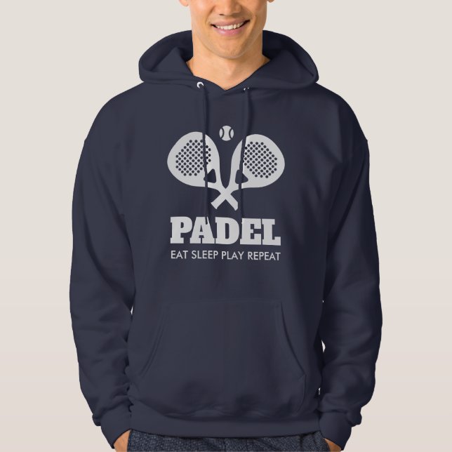 Funny sports hoodie gift for padel player or coach (Front)
