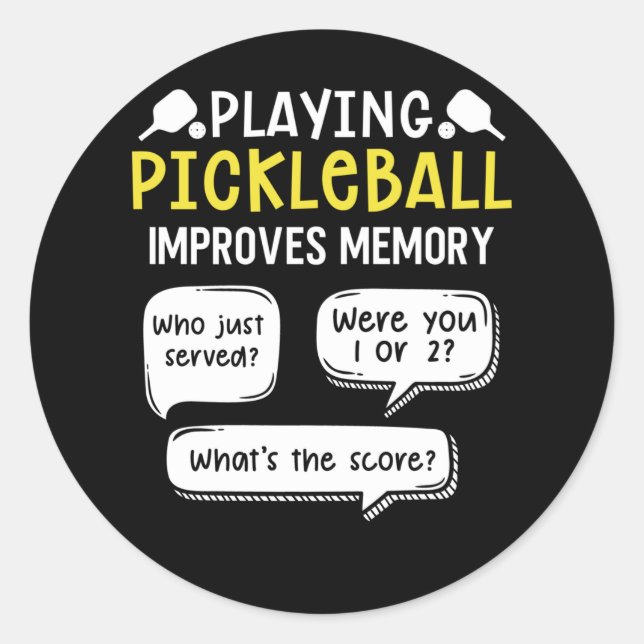 Funny Sports Pickleball Player Classic Round Sticker (Front)