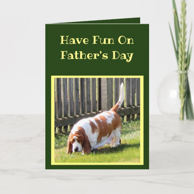 Funny Sports Themed Father's Day Card w/Basset (Front)