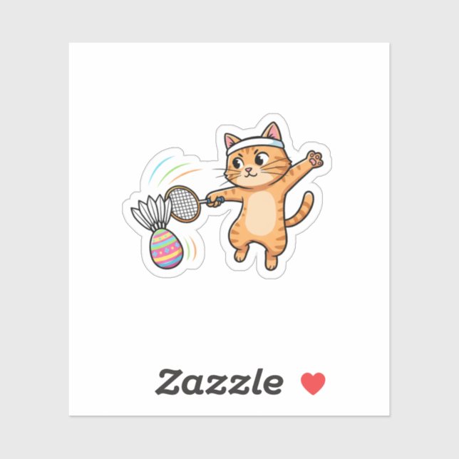 Funny Sporty Cat Badminton Easter Egg Shuttlecock  (Sheet)