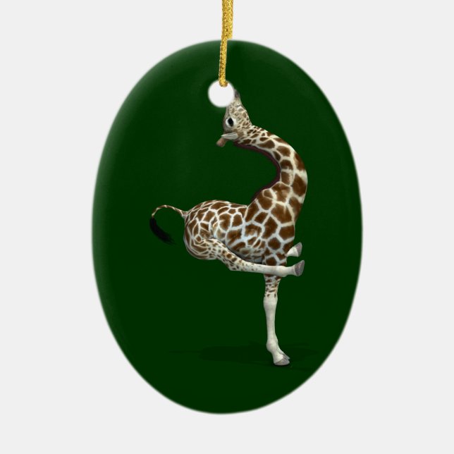 Funny Sporty Giraffe Ceramic Tree Decoration (Front)
