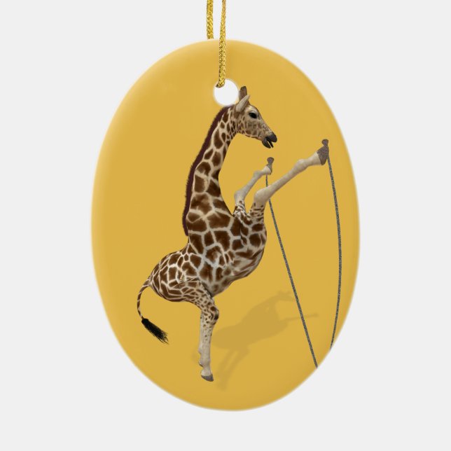 Funny Sporty Giraffe Ceramic Tree Decoration (Back)
