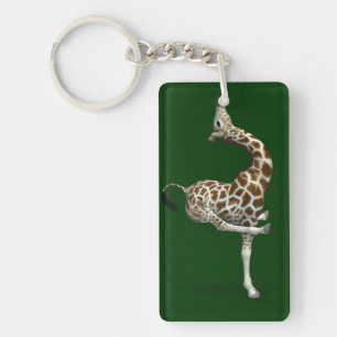 Funny Sporty Giraffe Key Ring