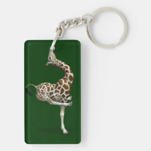 Funny Sporty Giraffe Key Ring