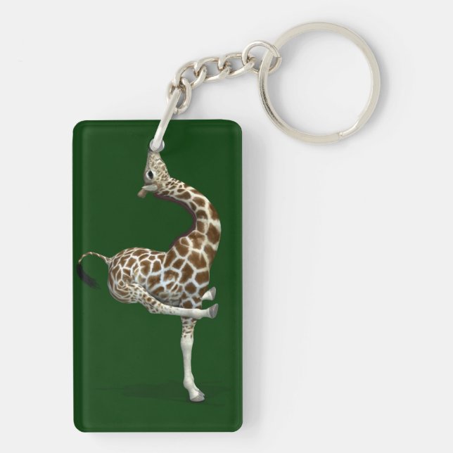 Funny Sporty Giraffe Key Ring (Back)